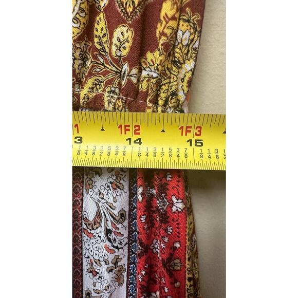 Band of Gypsies Orange Multicolor Floral Paisley Wide Leg Jumpsuit Size S - Picture 9 of 12